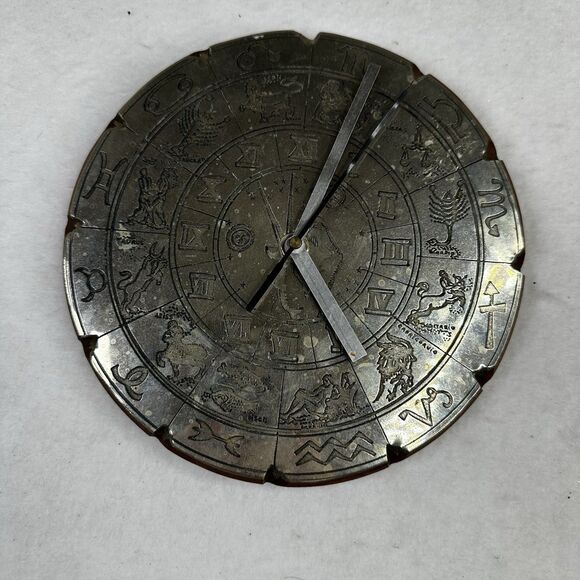 Astrology Zodiac sign navigation Sundial Metal Wood clock 7” - Picture 1 of 8